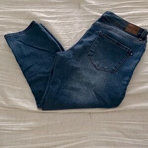 Tahari Denim Stretch Cropped Jeans w/Brown Stitching Size 12/31 EUC